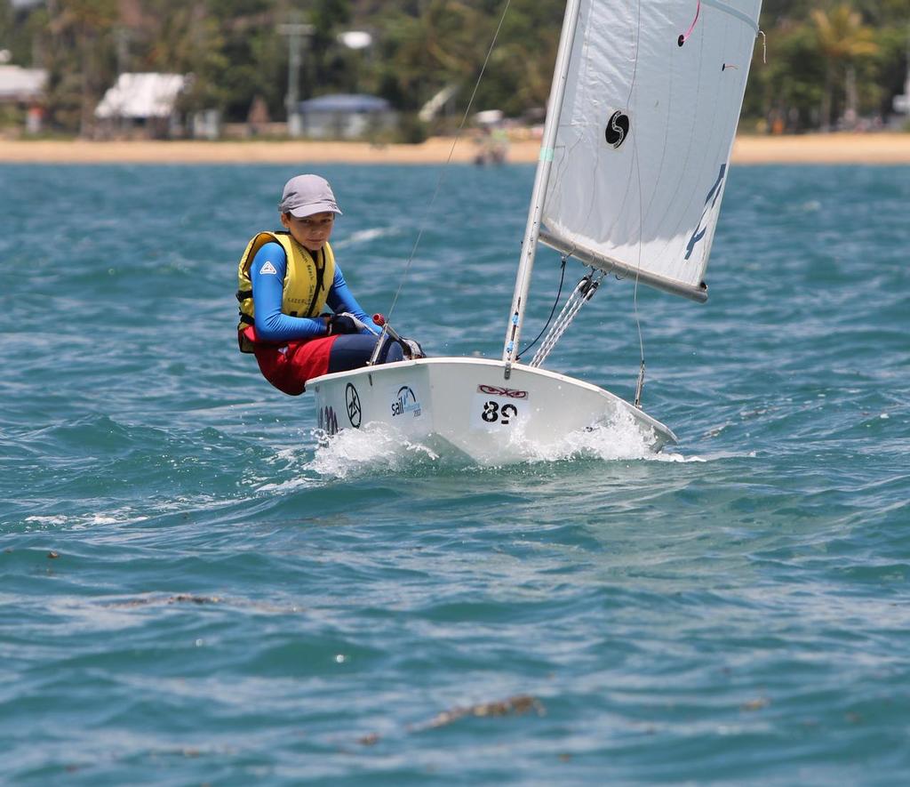 Joshua Blanchette sailing the Sabot 'Scream' from Mission Beach Sailing Club photo copyright Tom Orr taken at  and featuring the  class