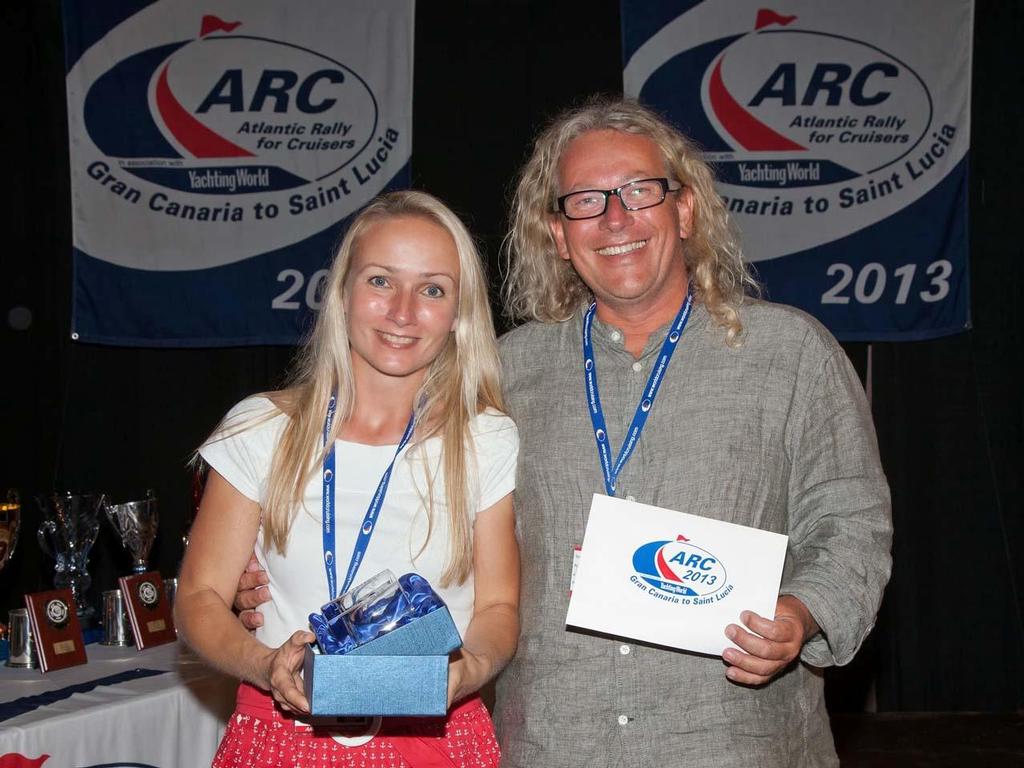 Barbara and Tomek from 4 Oceans Dream were the first doublehanded crew - ARC 2013 photo copyright Clare Pengelly taken at  and featuring the  class