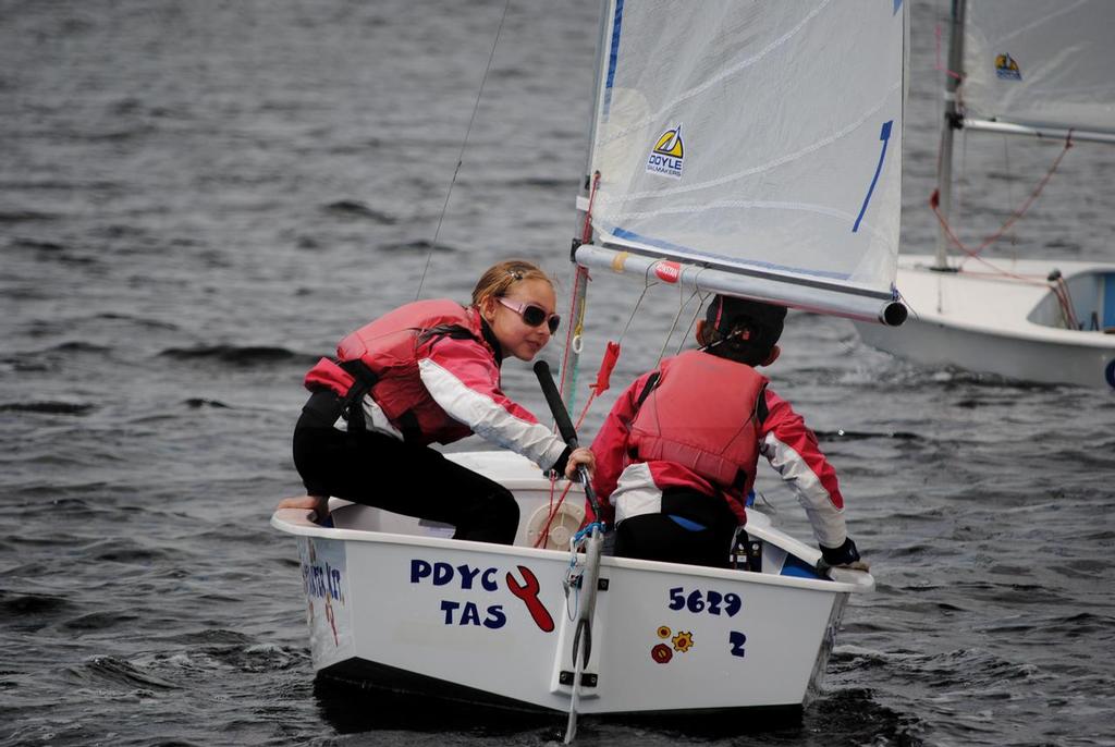 Ruby Edmunds (11) and brother Max (8) racing the Sabot class. © Peter Campbell