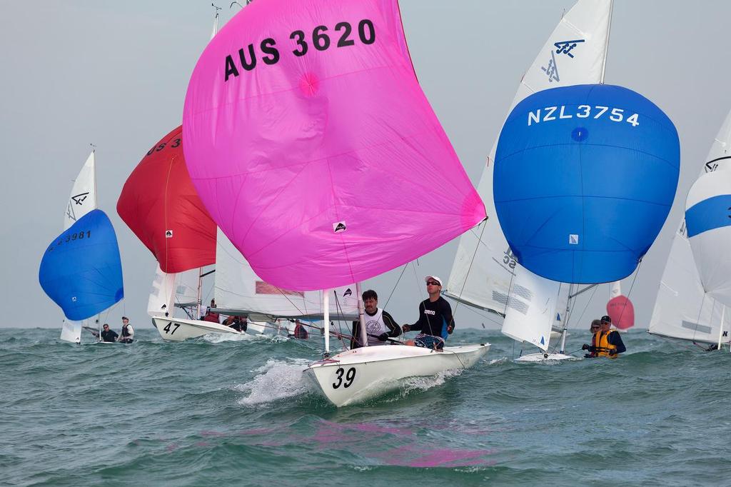 Fleet in action at the Flying 15 Worlds 2013. ©  RHKYC/Guy Nowell http://www.guynowell.com/