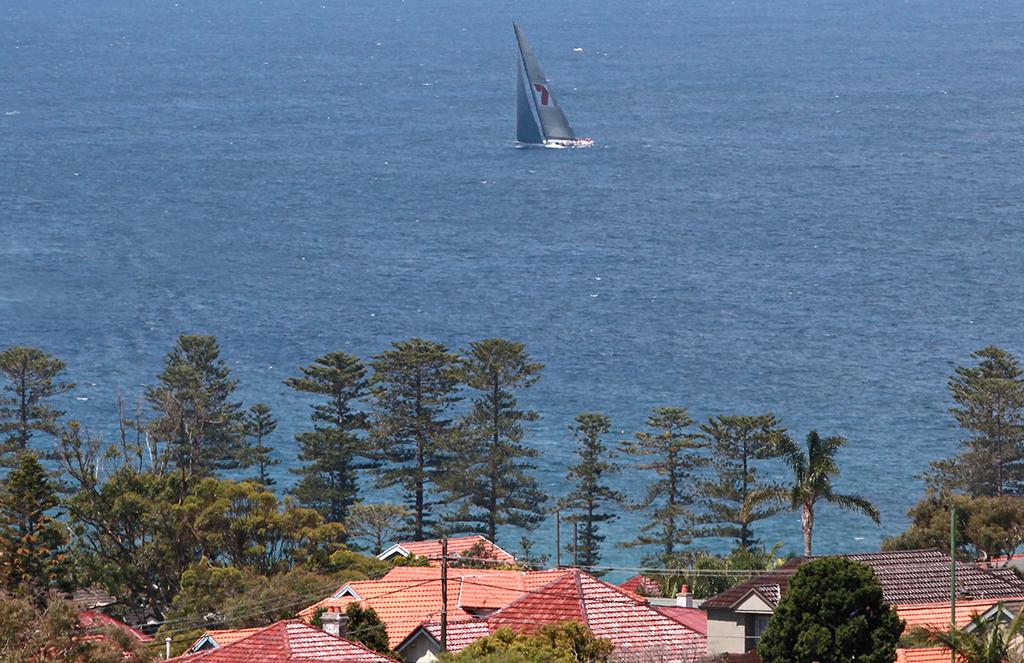 Wild Oats XI passes Manly on her way from Port Hacking to Bird Island. photo copyright Crosbie Lorimer http://www.crosbielorimer.com taken at  and featuring the  class