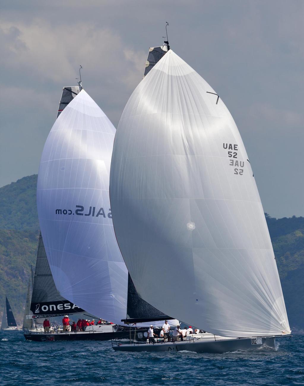 Oi! leads OneSails on the day’s last run. Phuket King’s Cup Regatta 2013. © Guy Nowell
