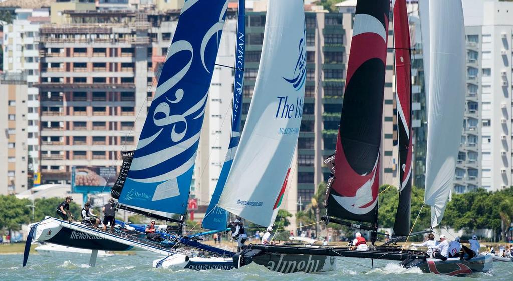The Wave, Muscat & Alinghi duke it out on the final day in Brazil for the Act & Series win<br />
 ©  Vincent Curutchet / Dark Frame http://www.extremesailingseries.com/