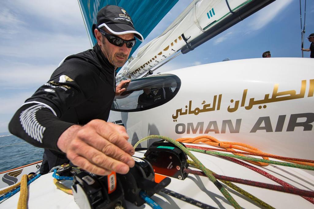 Oman Air MOD70 - Musandam. <br />
Pictures of Damian Foxall (IRL) training onboard  © Lloyd Images
