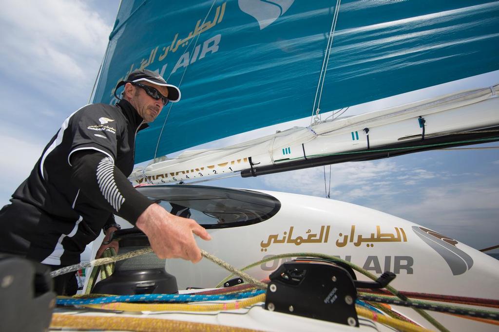 Oman Air MOD70 - Musandam. Pictures of Damian Foxall (IRL) training onboard the MOD70 © Lloyd Images/Oman Sail http://www.omansail.com
