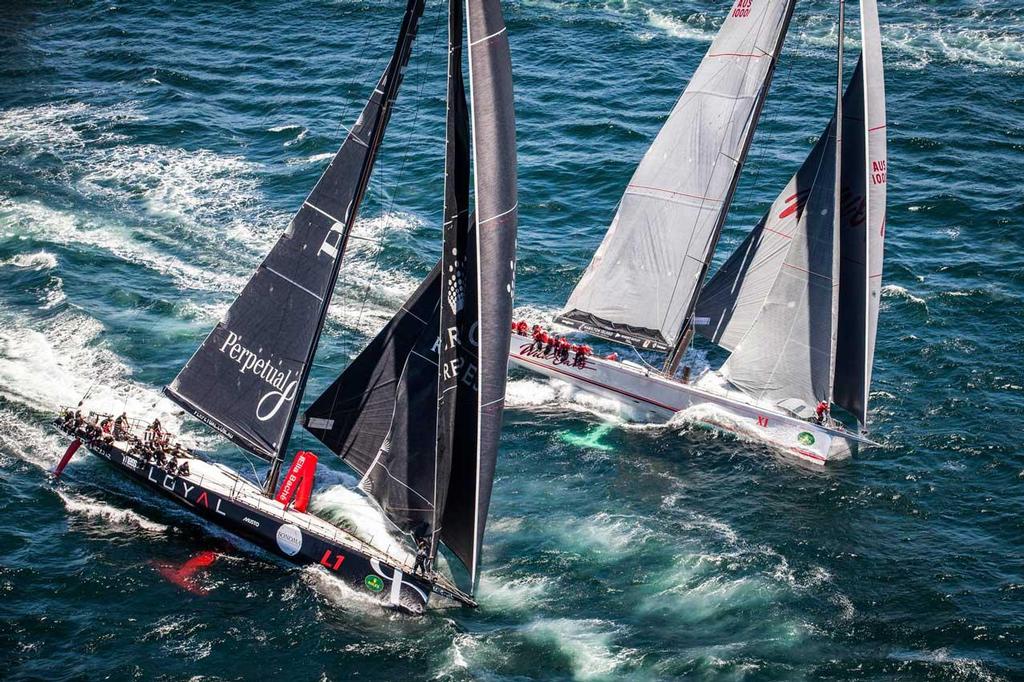 Perpetual Loyal gained the upper hand late last night over Wild Oats XI in the 2013 Rolex Sydney Hobart Yacht Race ©  Rolex/Daniel Forster http://www.regattanews.com