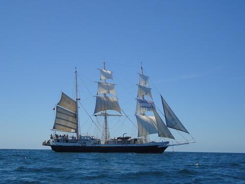 5. Lord Nelson sets sail in calm weather.  - Disabled Tall Ship sailing - Lord Nelson - Image: Philippa Williams © SW
