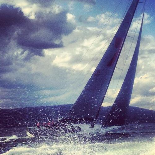Wild Oats XI heading up the last few miles to the finish - Image RSHYR Media © SW