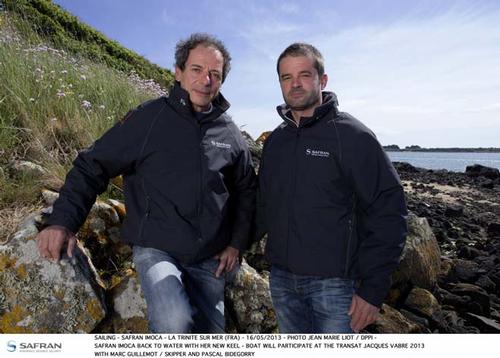 Marc Guillemot and skipper and Pascal Bidegorry ©  Jean-Marie Liot / DPPI / TJV http://www.transat-jacques-vabre.com/