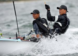 470 Men / Hao LAN & Chao WANG (CHN) - 2013 ISAF Sailing World Cup - Melbourne photo copyright Jeff Crow/ Sport the Library http://www.sportlibrary.com.au taken at  and featuring the  class