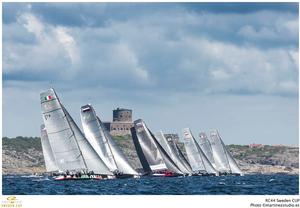 The fleet finishing in Marstrand harbour  - RC44 Championship Tour photo copyright MartinezStudio.es taken at  and featuring the  class