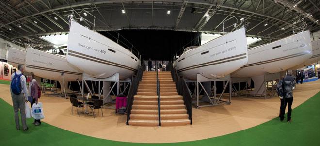 Sun Odyssey yachts on the Jeanneau stand at the London Boat Show 2014, ExCeL, London. © onEdition http://www.onEdition.com