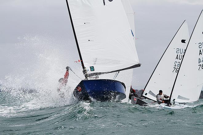 Another sailor in the spray - this one is Brent Williams. - OK Dinghy Interdominion Championship ©  Alex McKinnon Photography http://www.alexmckinnonphotography.com