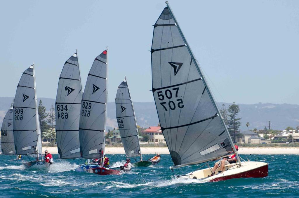 Mike ROBINSON (507) leading a bunch of Impulses-Largs Bay National Championships photo copyright Brian Outram taken at  and featuring the  class