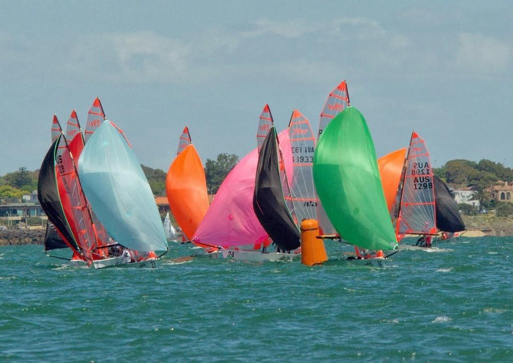 29er crews negotiating the gate on their way to the finish line - Australian 29er / 49er & 49er FX Australian Championships photo copyright David Price taken at  and featuring the  class