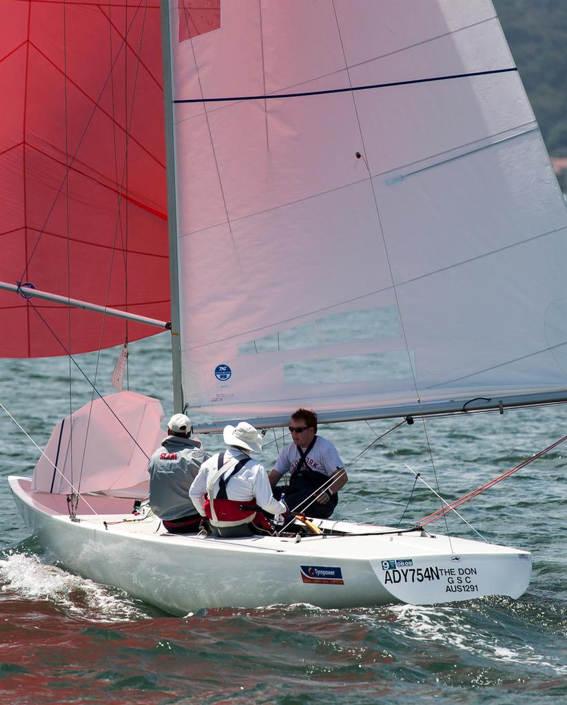 Regatta Chairman, Don Wilson, sailing aboard, The Don, at the previous title in Gosford. - NSW Etchells Championship photo copyright Kylie Wilson Positive Image - copyright http://www.positiveimage.com.au/etchells taken at  and featuring the  class
