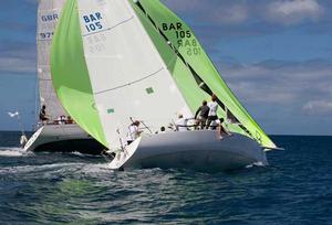 J/24 squeezes it on tight reach in today’s second race - Mount Gay Round Barbados Race Series 2014 photo copyright Peter Marshall taken at  and featuring the  class