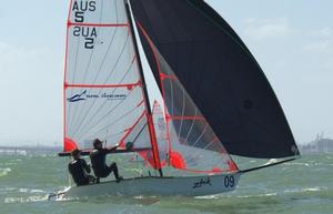 Charlie Wyatt & Tom Siganto (QLD) lead the 29ers at Brighton - Australian 29er / 49er & 49er FX Australian Championships photo copyright David Price taken at  and featuring the  class