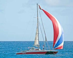 Peter Allen aboard Stiletto takes line honours in Mount Gay Round Barbados Race. photo copyright Peter Marshall taken at  and featuring the  class