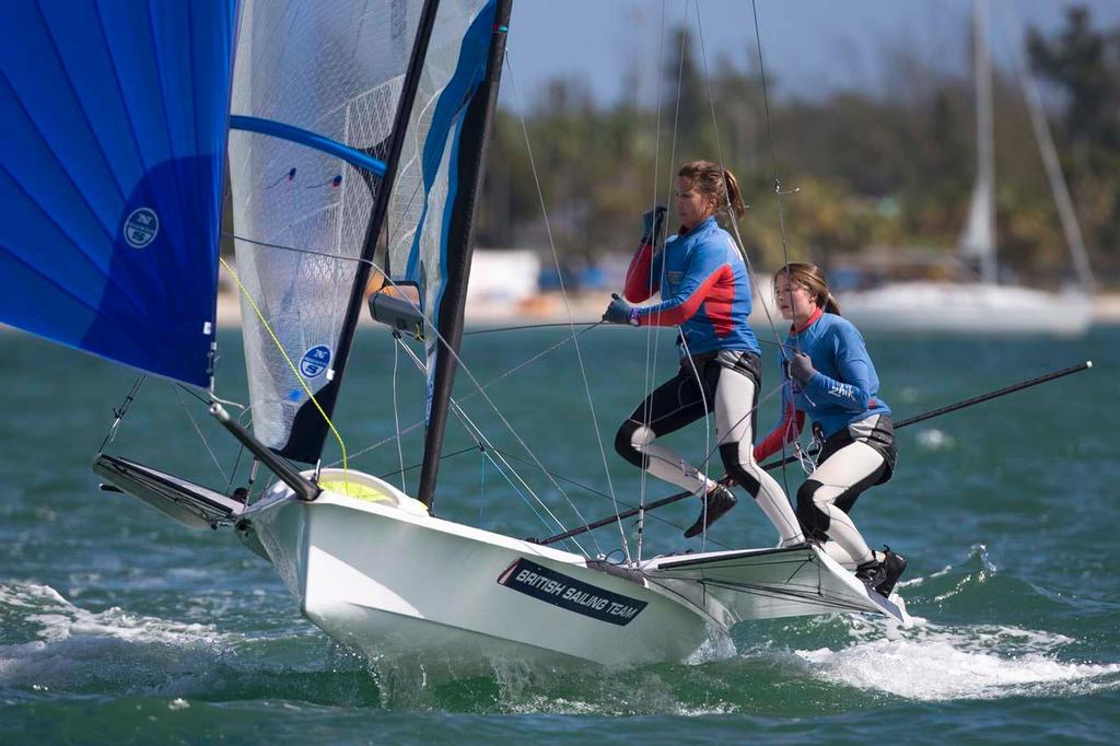 Frances Peters and Nicola groves 49er FX - 2014 ISAF Sailing World Cup Miami © Richard Langdon /Ocean Images http://www.oceanimages.co.uk