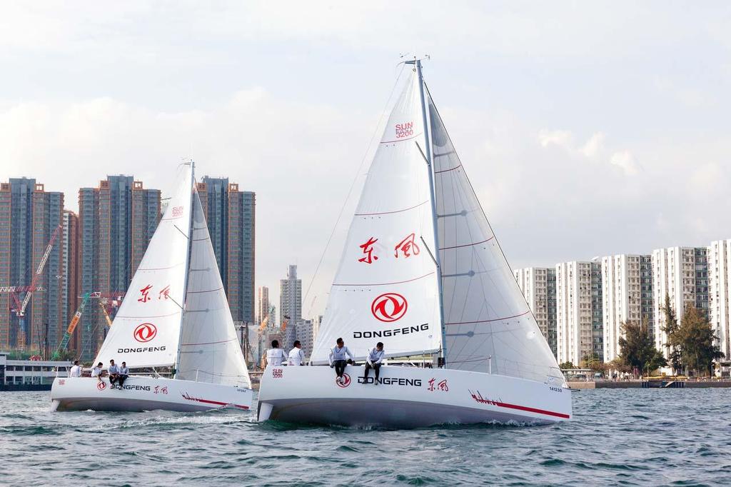 Dongfeng Race Team sailing off the coast of Hong Kong © Guy Nowell http://www.guynowell.com