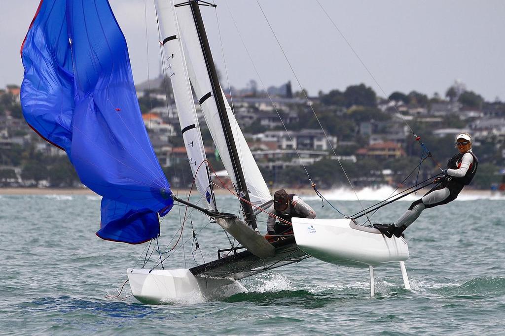 Oceanbridge Sail Auckland 2014 - February 4, 2014 - Nacra 17 photo copyright Richard Gladwell www.photosport.co.nz taken at  and featuring the  class