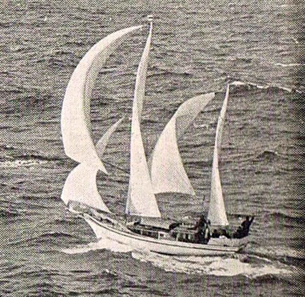 Tarua in full sail Whangarei to Noumea Race 1964. Designed by Herreschoff, and sailed by Brian O'Donoghue, the 36fter finished first overall and was fourth boat home.. photo copyright SW taken at  and featuring the  class