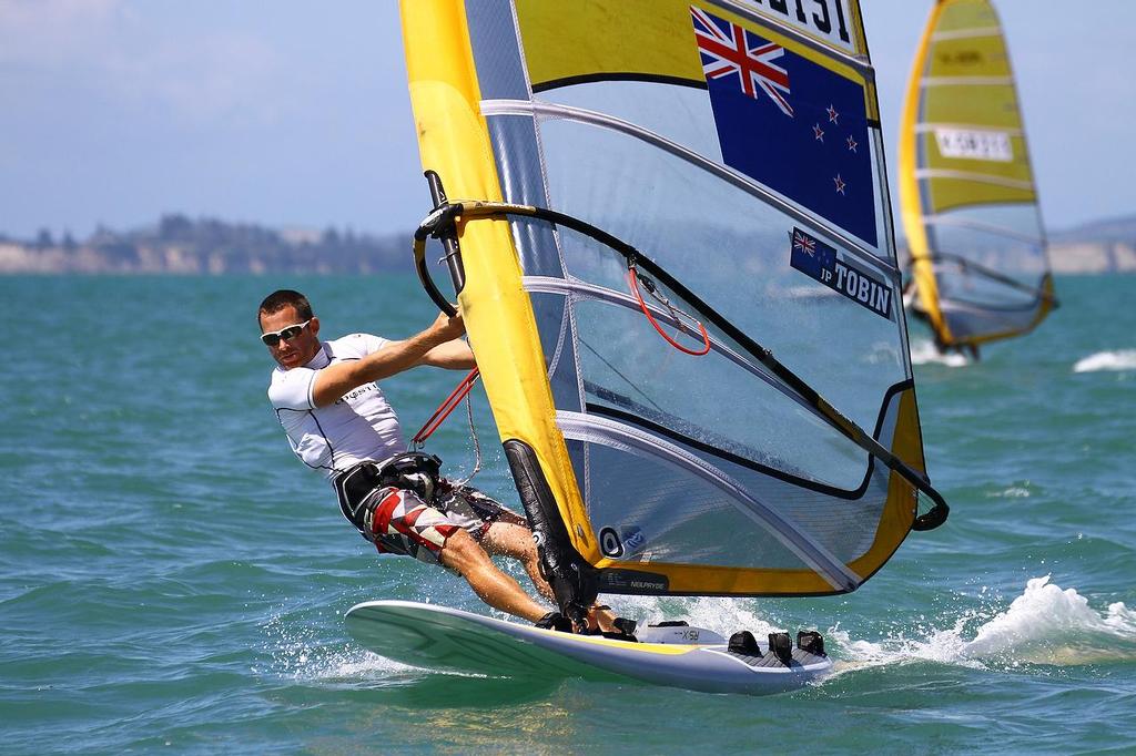 2014 - Mens RS:X Start JP Tobin (NZL) - NZ qualified in the class at the 2014 ISAF Worlds in Santander photo copyright Richard Gladwell www.photosport.co.nz taken at  and featuring the  class