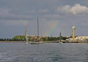 Rainbow frames Newcastle Harbour and local yachts after racing. - 2014 Audi IRC Australian Championship photo copyright  John Curnow taken at  and featuring the  class