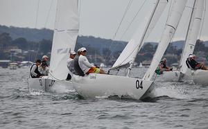 Pointless arrives with Sun Tzu and Turner’On.  - Garmin NSW Etchells Championship photo copyright  John Curnow taken at  and featuring the  class