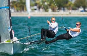 Hanna Klinga and Lisa Ericson - Sailing World Cup 2014, Miami, Medal Race photo copyright Walter Cooper /US Sailing http://ussailing.org/ taken at  and featuring the  class