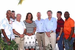 Left to right: Danny Donelan, Asst. Mgr., Camper Nicolson Port Louis Marina; Glynn Thomas, Mgr., Camper Nicholson Port Louis Marina; John Burnie, RORC Marketing & Sponsorship Consultant; Minister Alexandra Otway-Noel, Minister for Tourism, Civil Aviation and Culture; Nick Elliott, RORC Racing Mgr.; Andrew Mc Irvine, Admiral of RORC and Secretary General of the International Maxi Association (RORC Race Partners); Mark Scott, Director of Development, Peter de Savary Group; and 
Mr Rudy Grant, CEO, photo copyright Royal Ocean Racing Club - RORC http://www.rorc.org taken at  and featuring the  class