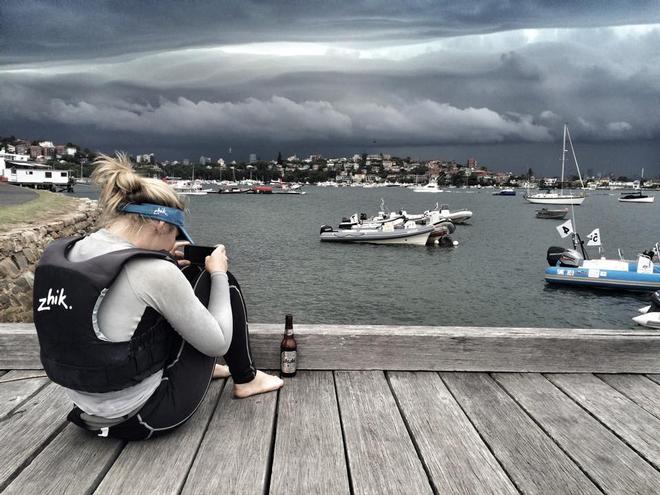 Nic Douglass storm watching in Sydney - caught by Hannah White © SW