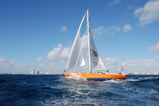 Fort Lauderdale greets Oceans of Hope yacht and multiple sclerosis crew sailing a global voyage to change perceptions of MS. © Michael Razler