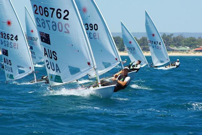 Luke Elliott leads the pack - 2015 Open Laser Nationals.  ©  Rick Steuart / Perth Sailing Photography http://perthsailingphotography.weebly.com/