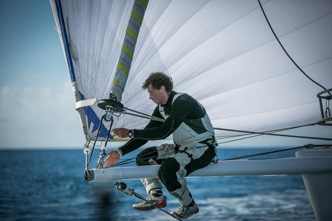 Jack Bouttell, Artemis Offshore Academy graduate and Figaro sailor is on board for Lupa of London's first transat  - RORC Transatlantic Race 2014. © Puerto Calero/James Mitchell