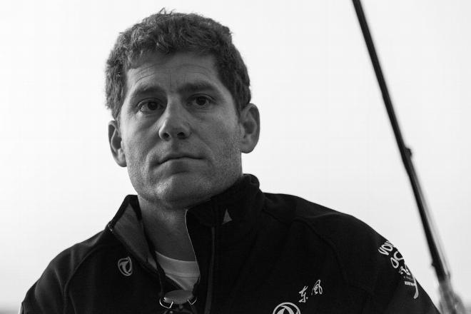 Charles Caudrelier: A face of determination - A telling photograph of Dongfeng Race Team Skipper, Charles Caudrelier as his team leads the fleet to China on day three of leg three from Abu Dhabi to Sanya - Volov Ocean Race 2014-15. ©  Sam Greenfield / Volvo Ocean Race