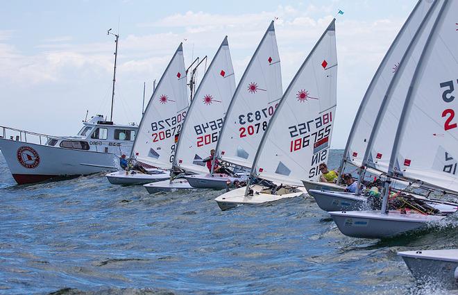 Possibly the most exciting race of the day was the Women's Laser Radial, which got underway as the breeze built once more. - 2014 ISAF Sailing World Cup, Melbourne. ©  John Curnow