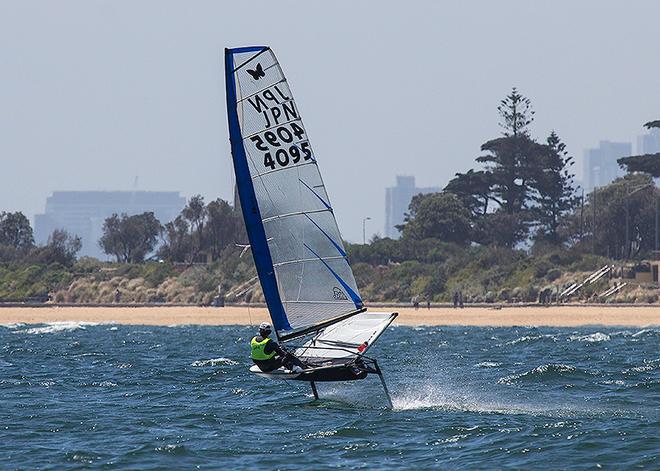 Representing the Black Rock Yacht Club in Kwik Kik Lee is Kohei Kajimoto. Getting in some practice on Port Phillip before the Worlds. - 2014 ISAF Sailing World Cup, Melbourne ©  John Curnow