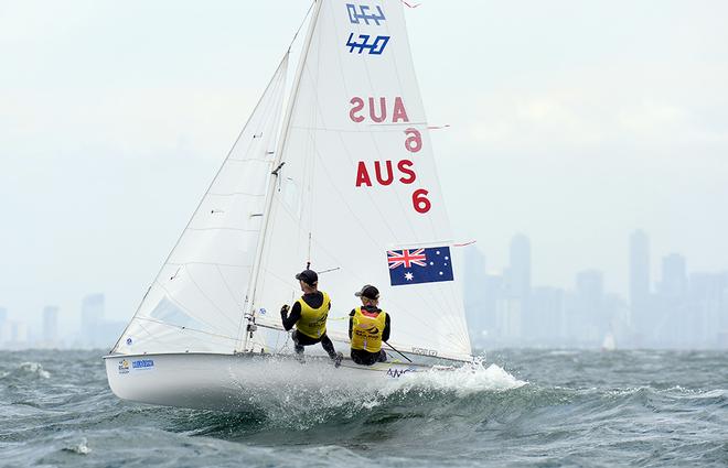 470 Men - Conway - ISAF Sailing World Cup Melbourne 2014. © Jeff Crow/ Sport the Library http://www.sportlibrary.com.au