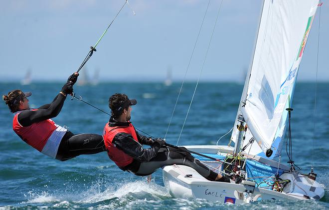 470 Men: Matos - Rosa (POR) - ISAF Sailing World Cup - Melbourne 2014. © Jeff Crow/ Sport the Library http://www.sportlibrary.com.au
