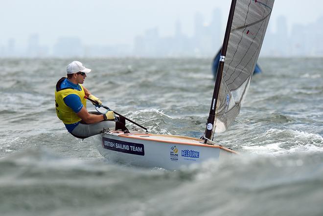 Finn - Ed Wright(GB)  - ISAF Sailing World Cup Melbourne 2014. © Jeff Crow/ Sport the Library http://www.sportlibrary.com.au