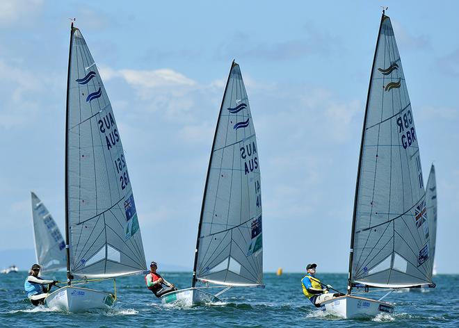 Finn Fleet - ISAF Sailing World Cup - Melbourne 2014. © Jeff Crow/ Sport the Library http://www.sportlibrary.com.au