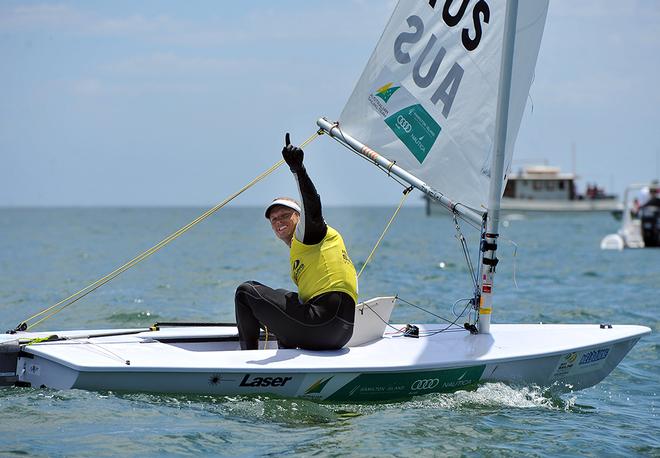 Laser - Tom Burton - ISAF Sailing World Cup Melbourne 2014. © Jeff Crow/ Sport the Library http://www.sportlibrary.com.au