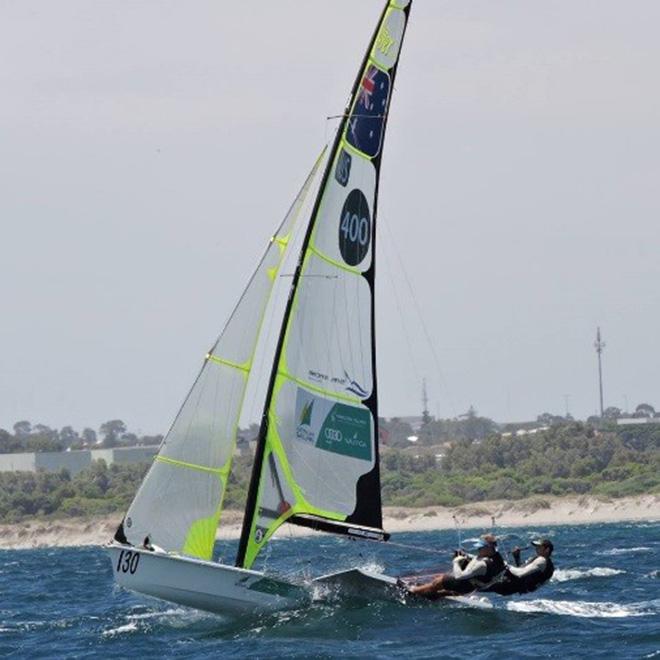 Joel Turner and Lewis Brake, sailing at the Zhik Australian 49er Championships.  © Bronwen Hemmings