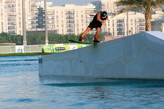 Setting a new standard of legitimacy, technicality and uniqueness at wake parks around the globe; Aaron Gunn (AUS) takes the 2014 WWA Wake Park World Series - Pro Features Overall Title. © WWA