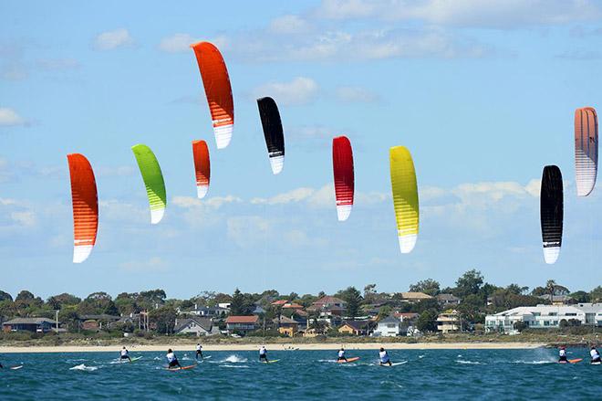 Kiteboarding fleet. © Jeff Crow/ Sport the Library http://www.sportlibrary.com.au