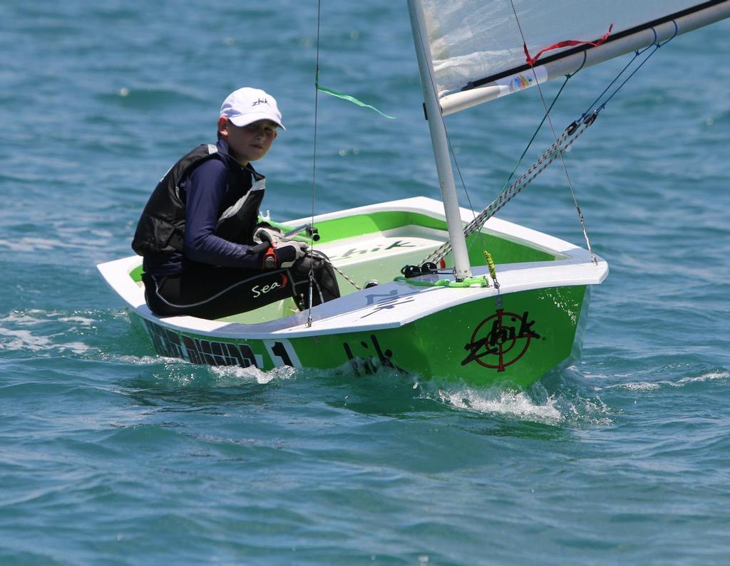 Day 1, Sabot ’Secret Mission’ sailed by Joshua Claus from Townsville Sailing Club. - The Zhik Mission Beach Regatta © Thomas Orr