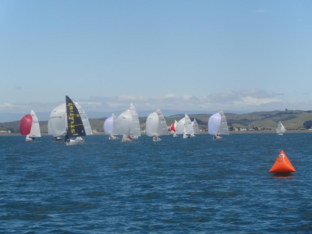 Retro leads down the run - 2014 Elliott 5.9 NZ National Championships photo copyright Lynley Manning taken at  and featuring the  class