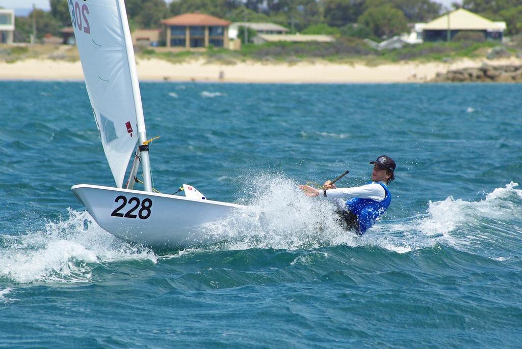 Jordan Makin on a reach - The 2015 Laser Open National Championships photo copyright  Perth Sailing Photography taken at  and featuring the  class